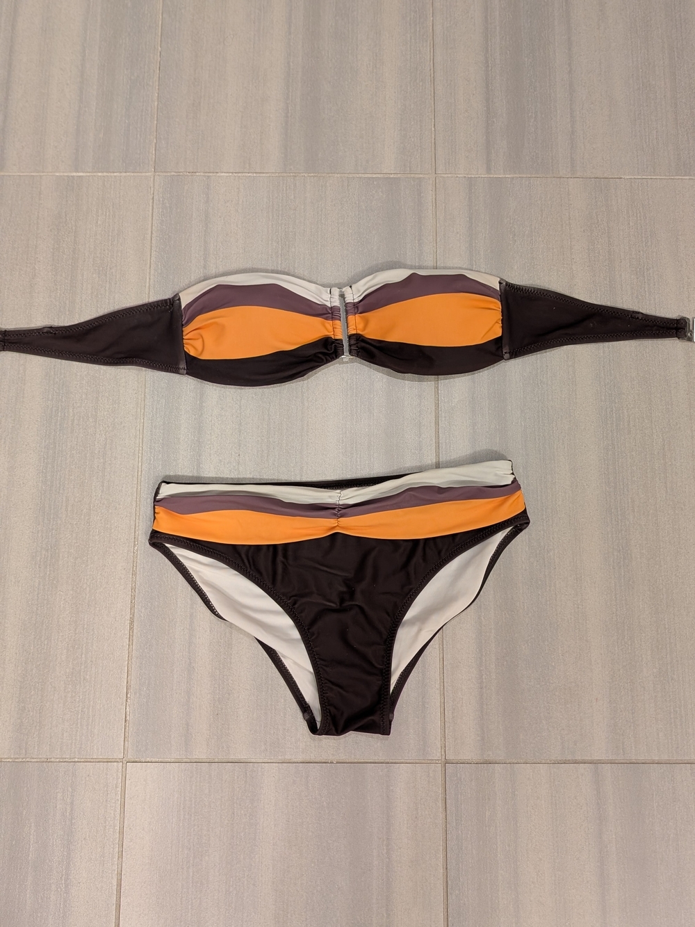 Women’s Black & Orange Bandeau Bikini Set